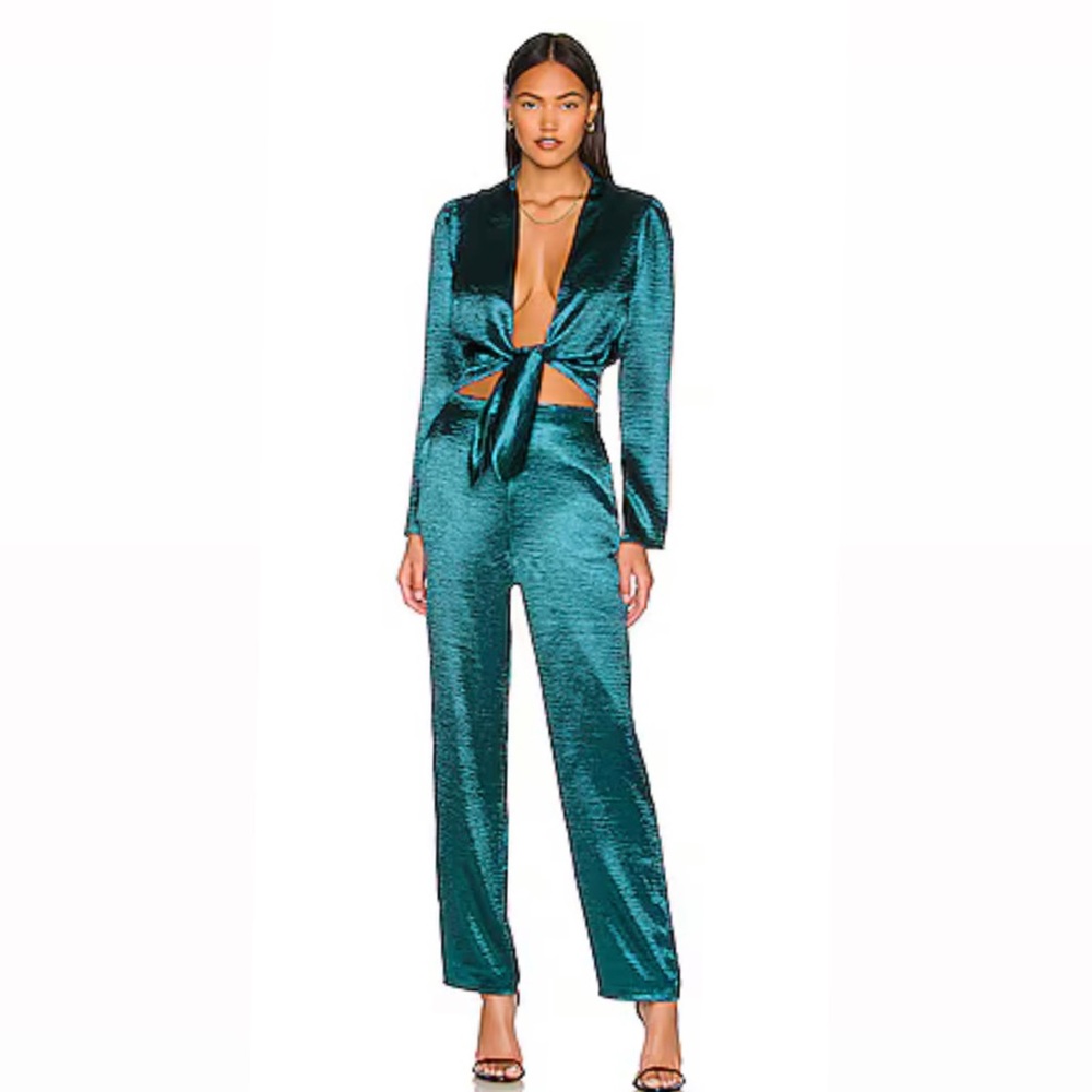 Lovers + Friends Kendall Jumpsuit in Dark Jade Green